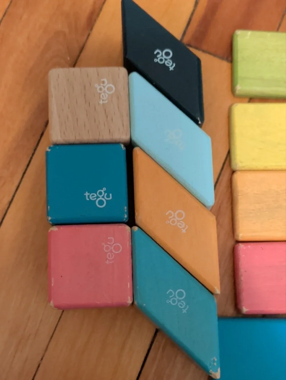 Tegu magnetic Building Blocks Set - Blue & Multi Color